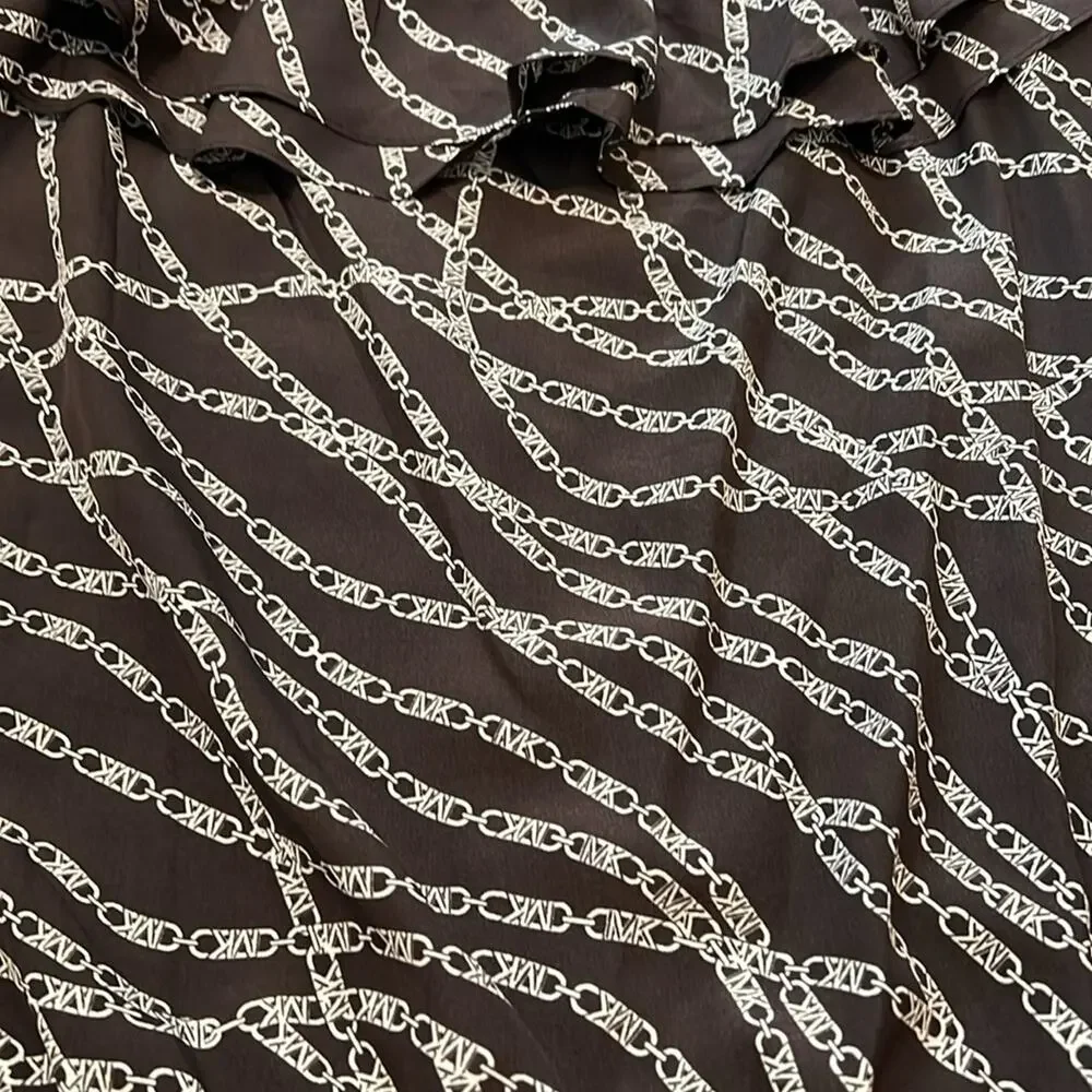 MICHAEL‎ Michael Kors Printed Pebble Crepe Off-the-Shoulder L/S Bias Cut Top M